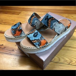 Franco Sarto 7M A-Cappy Blue Wedge Platform sandals Snake EUR37